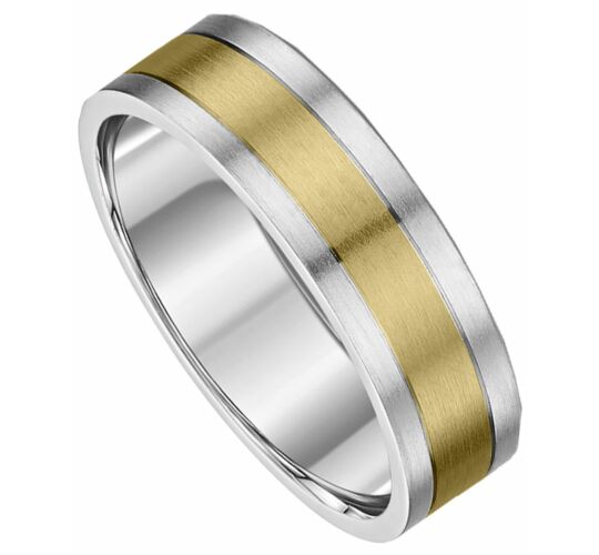 6mm Flat Court Medium Two Tone Plain Wedding Ring | C856A09G  5228 WFAM